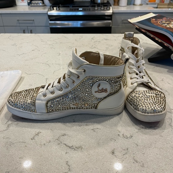 Christian Louboutin Rare Swarovski Crystals White Sneaker EUR 45 - Picture 2 of 8